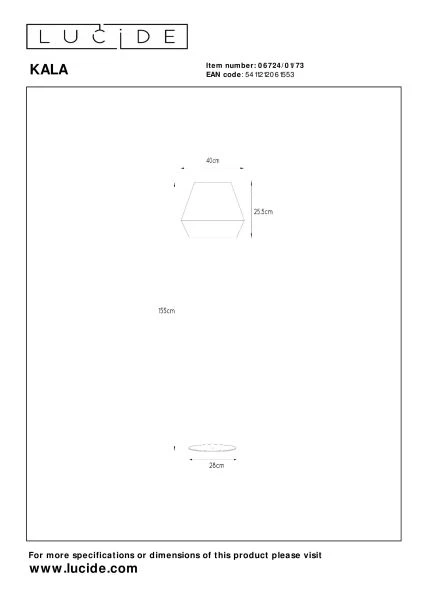Lucide KALA - Stehlampe - Ø 40 cm - 1xE27 - Taupe - technisch
